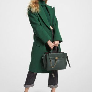 NWT-Michael Kors Wool Size XL Full Length Wool Coat, Green,  Oversized fit